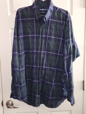Ralph Lauren Green and Purple Plaid Button-Down Shirt